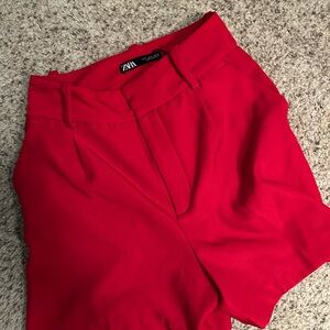 Zara Red High Waist Women Shorts